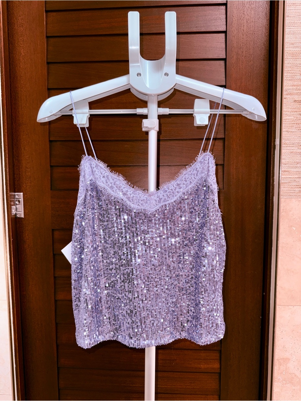 8 By YOOX Sequin Lace Top Lilac EUR 44 NWT